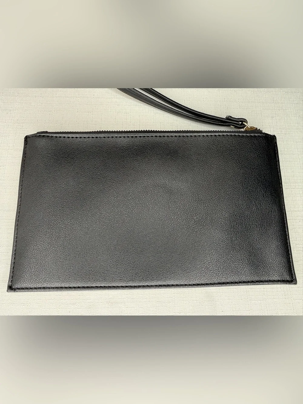Juicy Couture Black Faux Leather Wristlet Clutch with Gold Logo Pouch